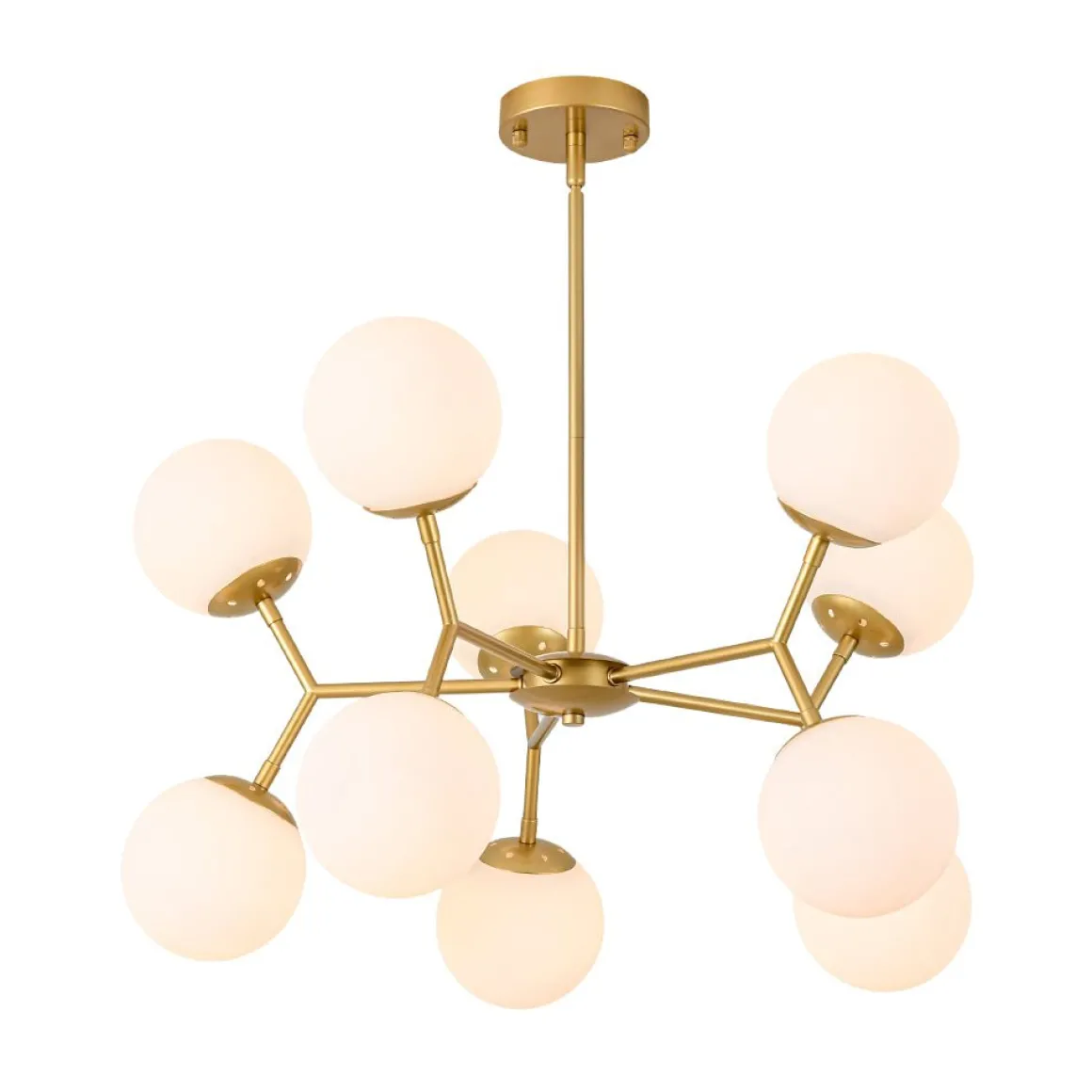 10-Light Opal Glass Globe Bubble Sputnik Branch Chandelier