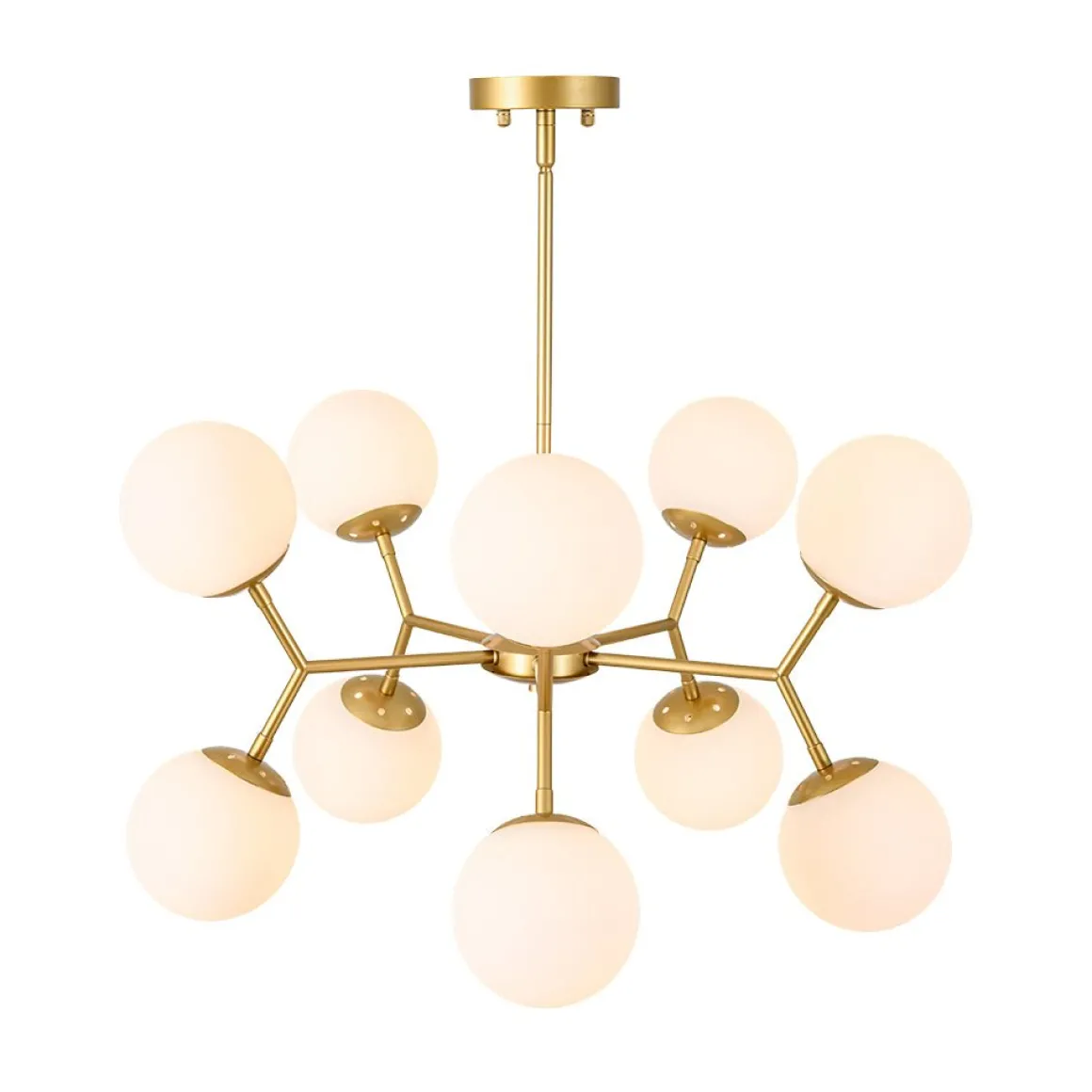 10-Light Opal Glass Globe Bubble Sputnik Branch Chandelier