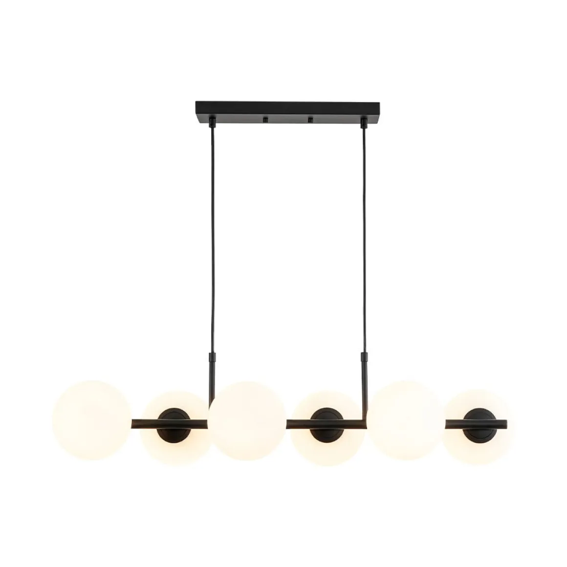 6-Light Opal Glass Globe Linear Island Chandelier