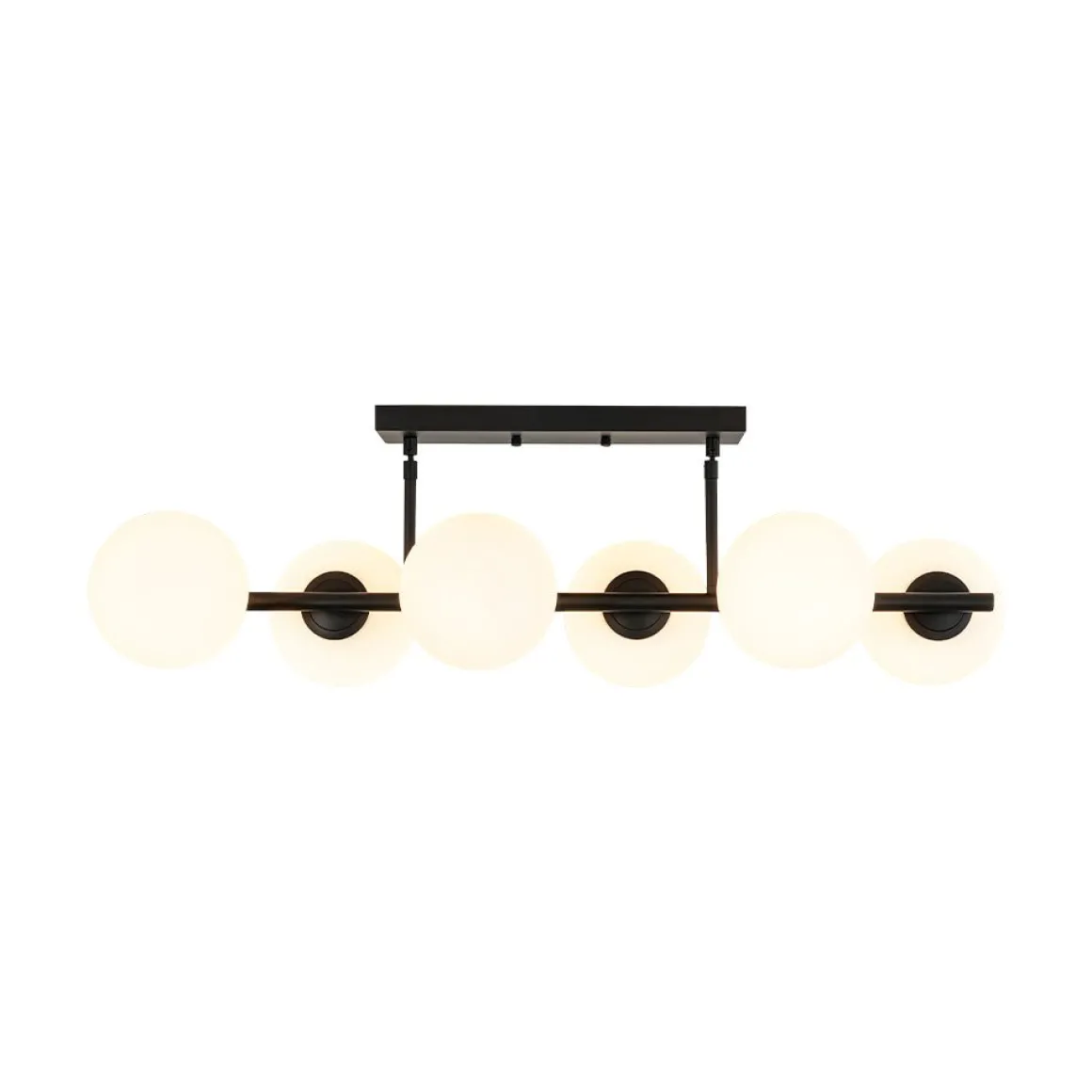 6-Light Opal Glass Globe Linear Island Chandelier