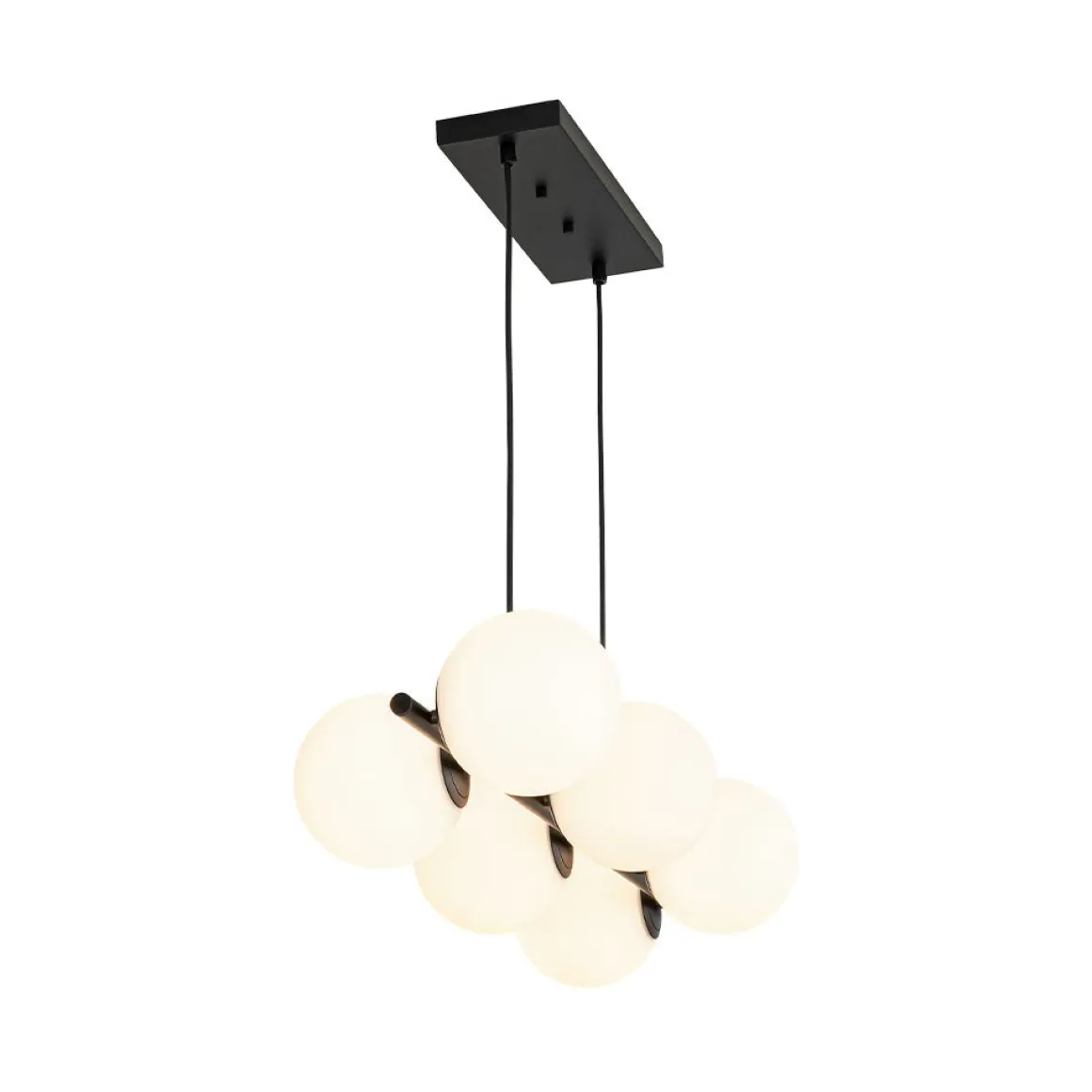6-Light Opal Glass Globe Linear Island Chandelier