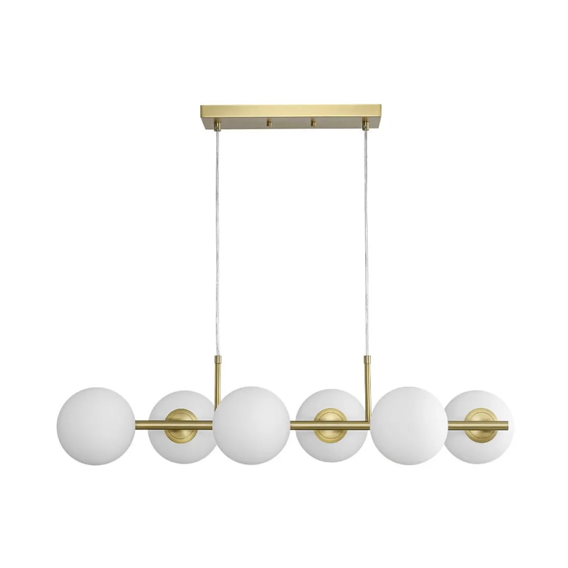 6-Light Opal Glass Globe Linear Island Chandelier