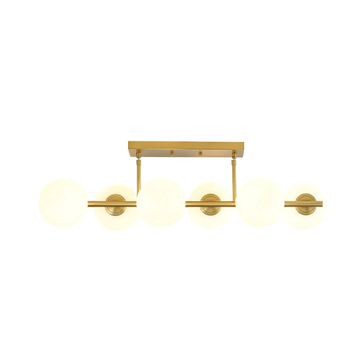 6-Light Opal Glass Globe Linear Island Chandelier