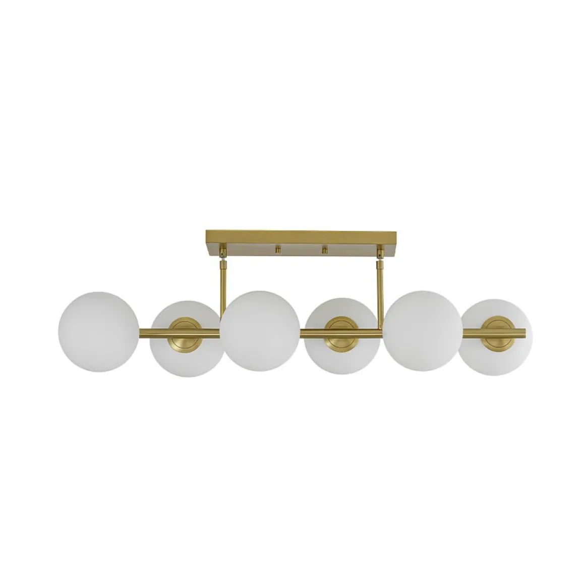 6-Light Opal Glass Globe Linear Island Chandelier