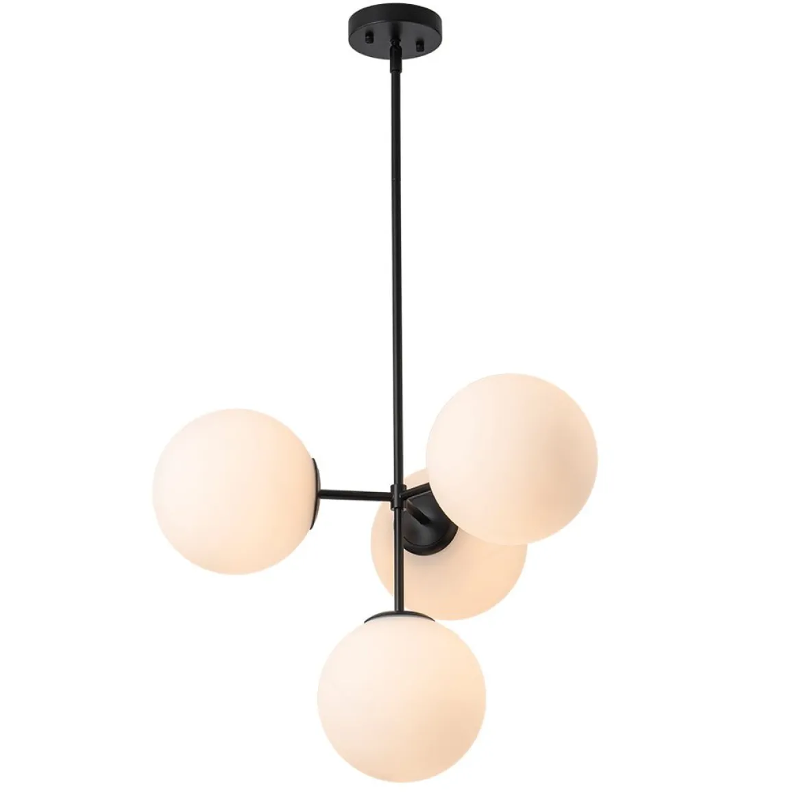 4-Light Opal Glass Globe Sputnik Semi Flush Chandelier