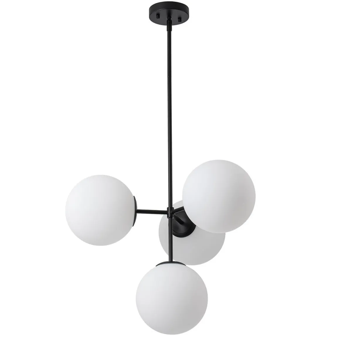 4-Light Opal Glass Globe Sputnik Semi Flush Chandelier