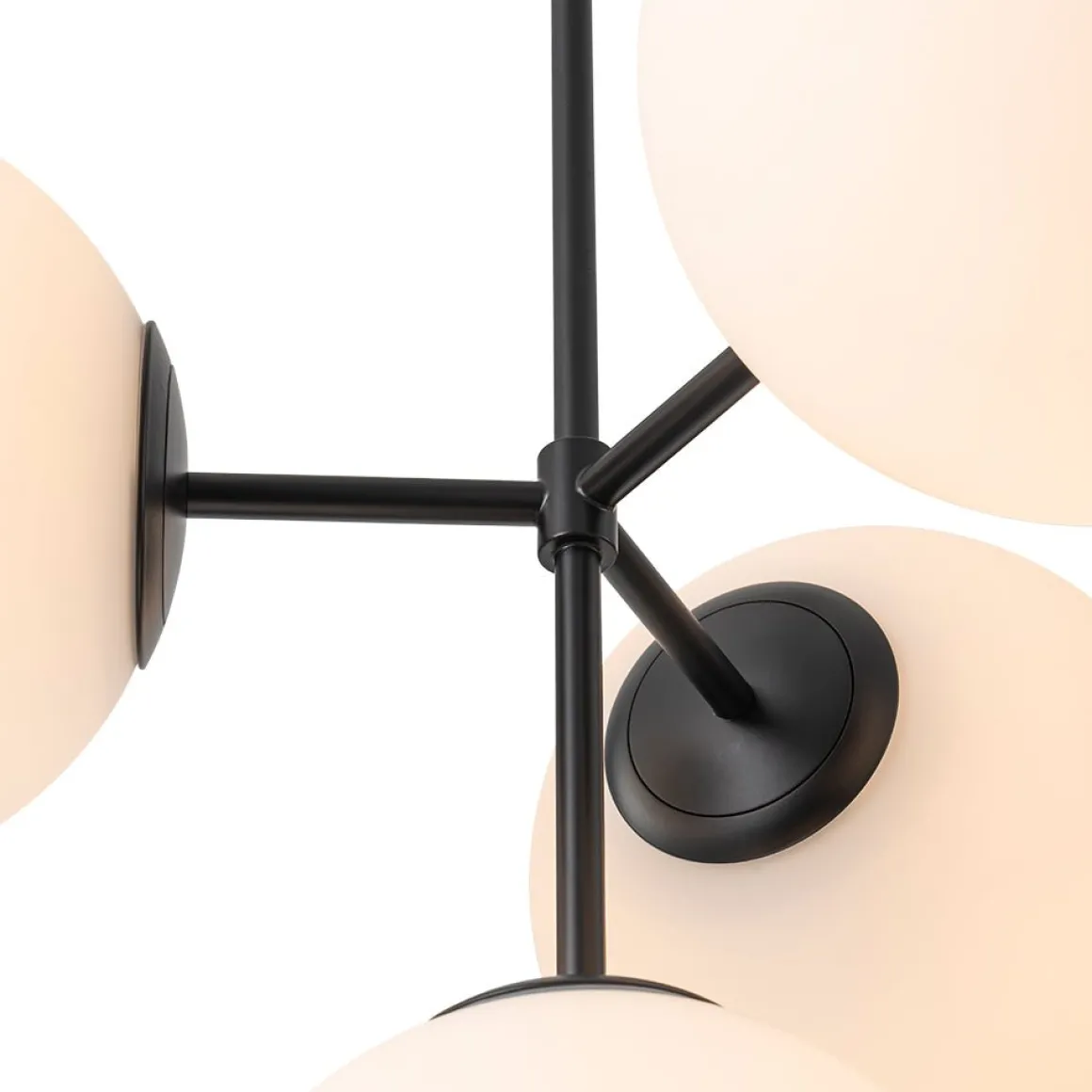 4-Light Opal Glass Globe Sputnik Semi Flush Chandelier