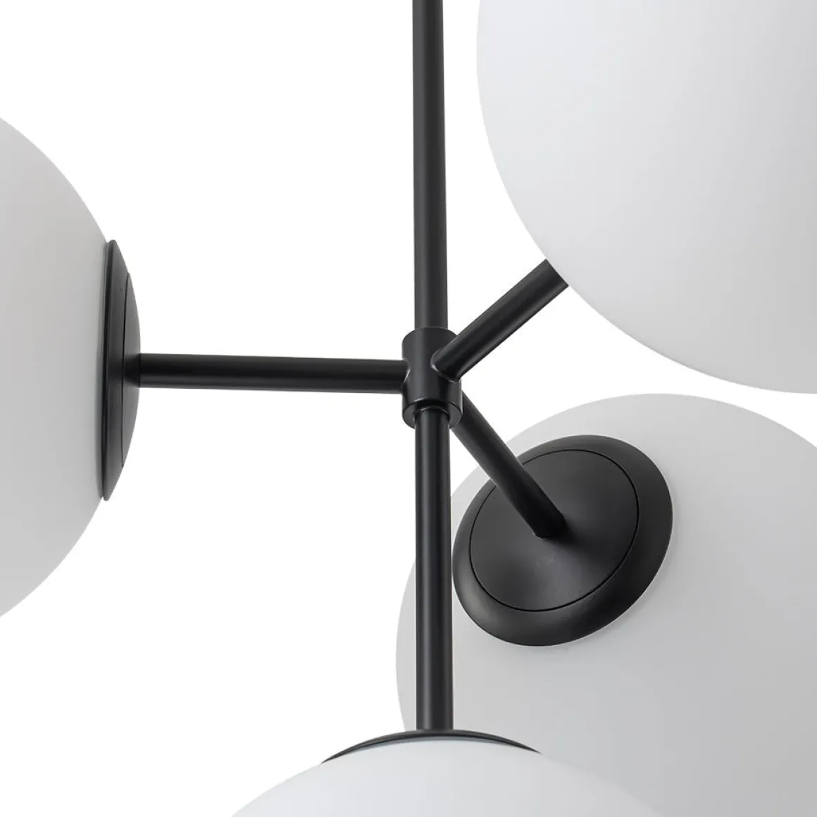 4-Light Opal Glass Globe Sputnik Semi Flush Chandelier