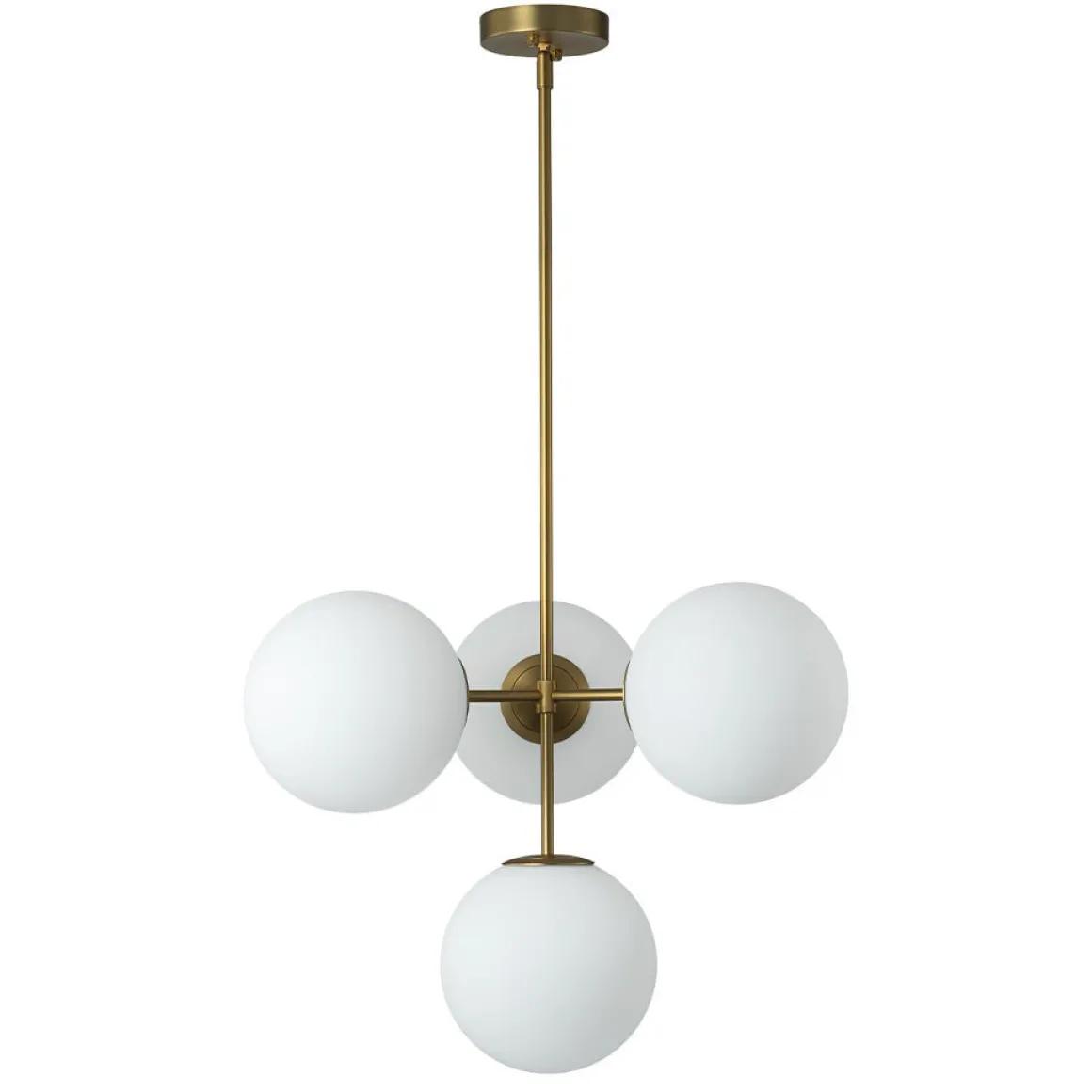 4-Light Opal Glass Globe Sputnik Semi Flush Chandelier