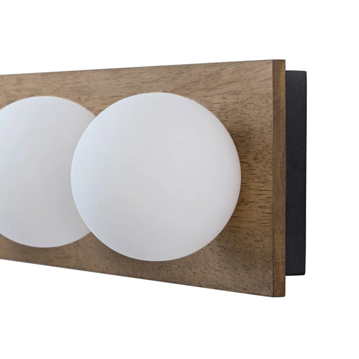 4-Light Opal Glass Linear Wooden Semi Flush Mount / Wall Light