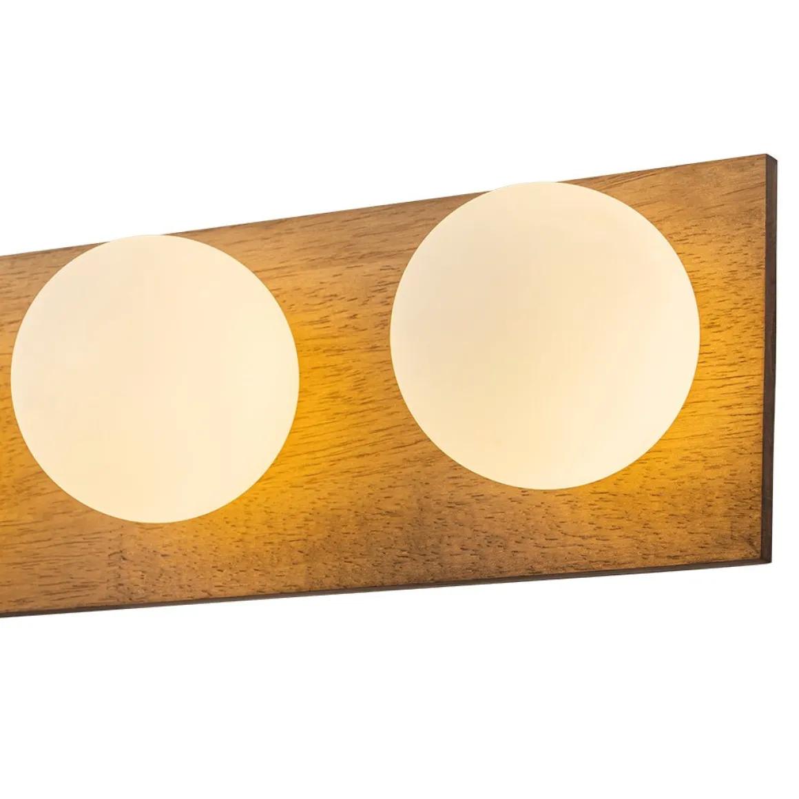 4-Light Opal Glass Linear Wooden Semi Flush Mount / Wall Light