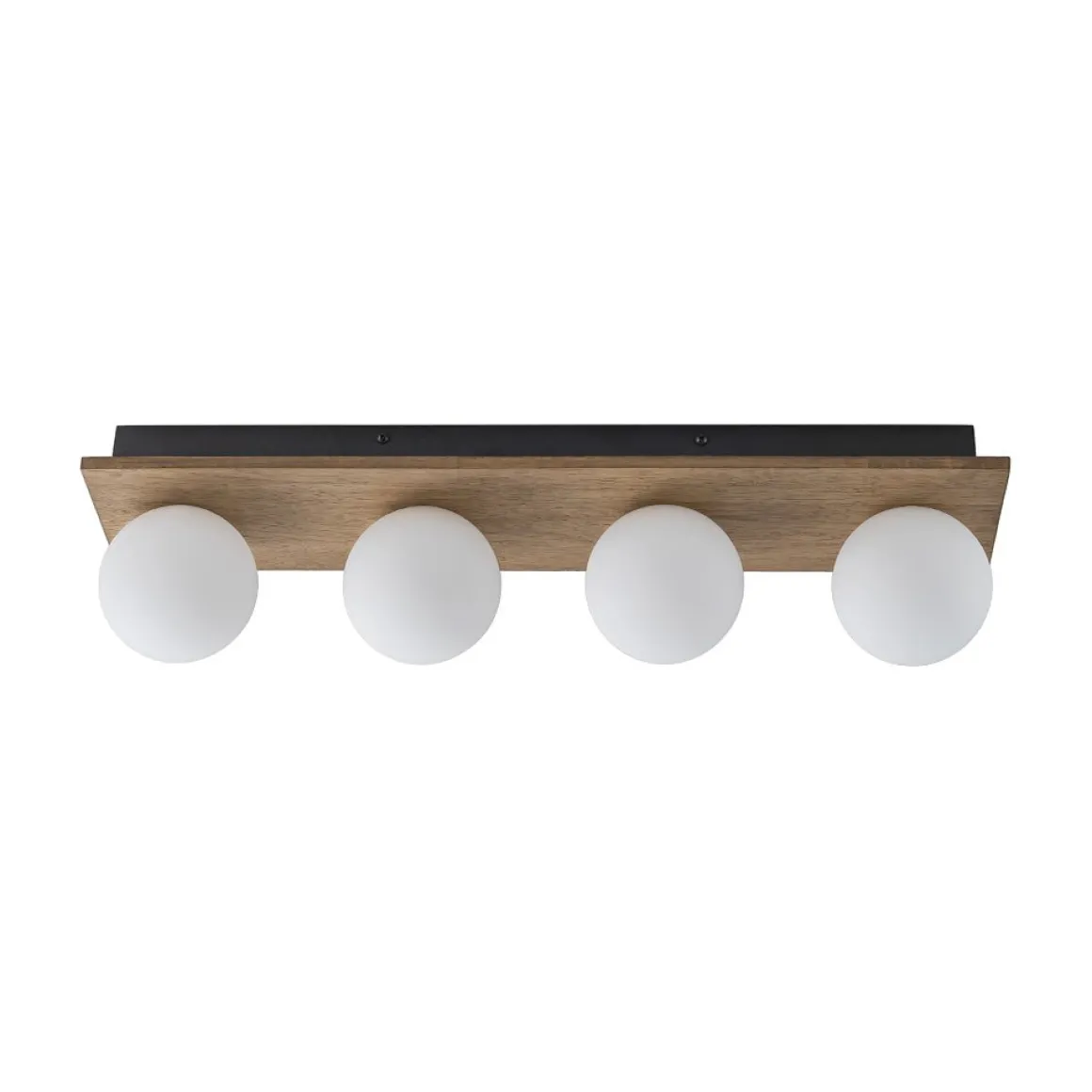 4-Light Opal Glass Linear Wooden Semi Flush Mount / Wall Light
