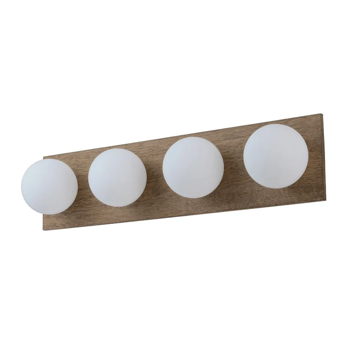 4-Light Opal Glass Linear Wooden Semi Flush Mount / Wall Light