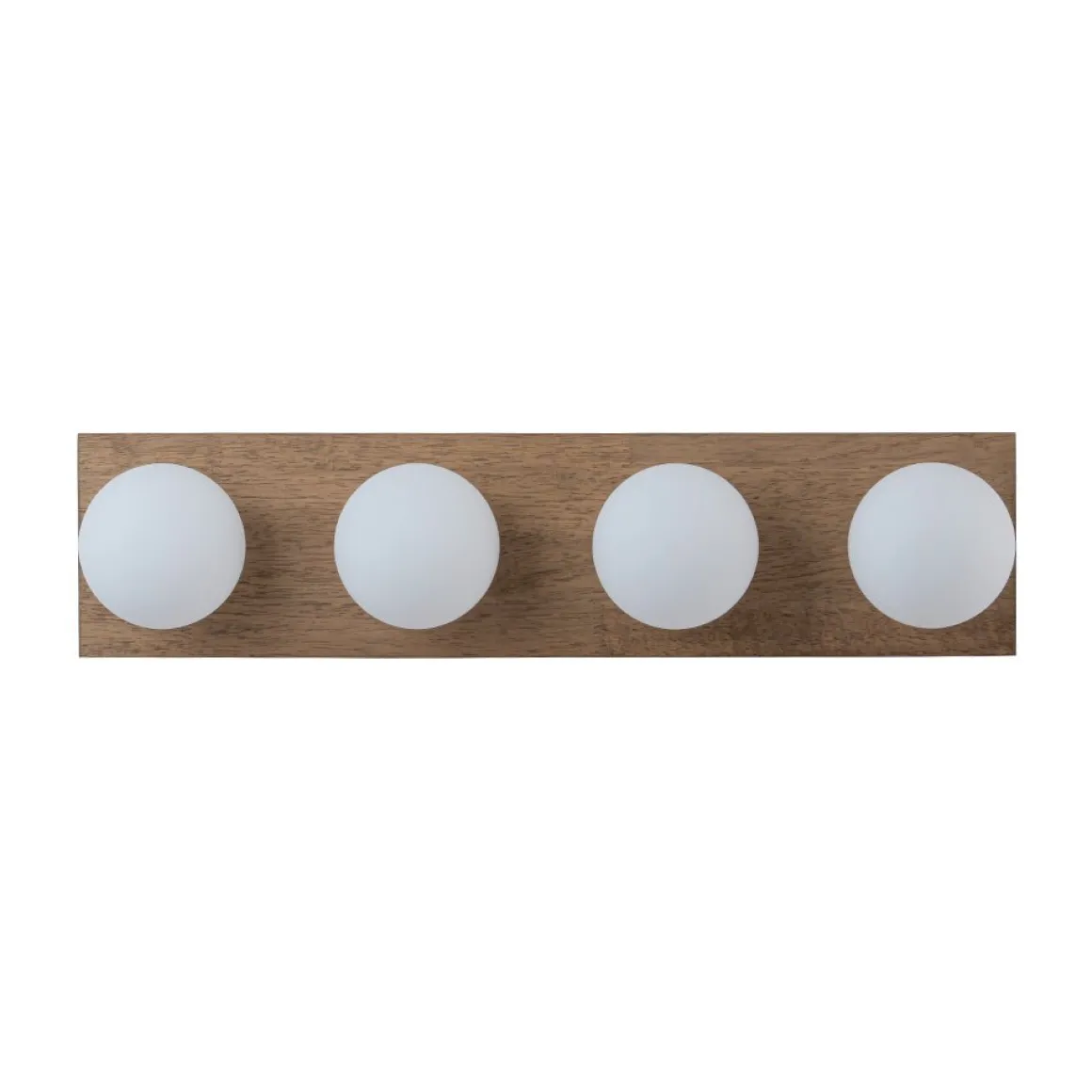 4-Light Opal Glass Linear Wooden Semi Flush Mount / Wall Light