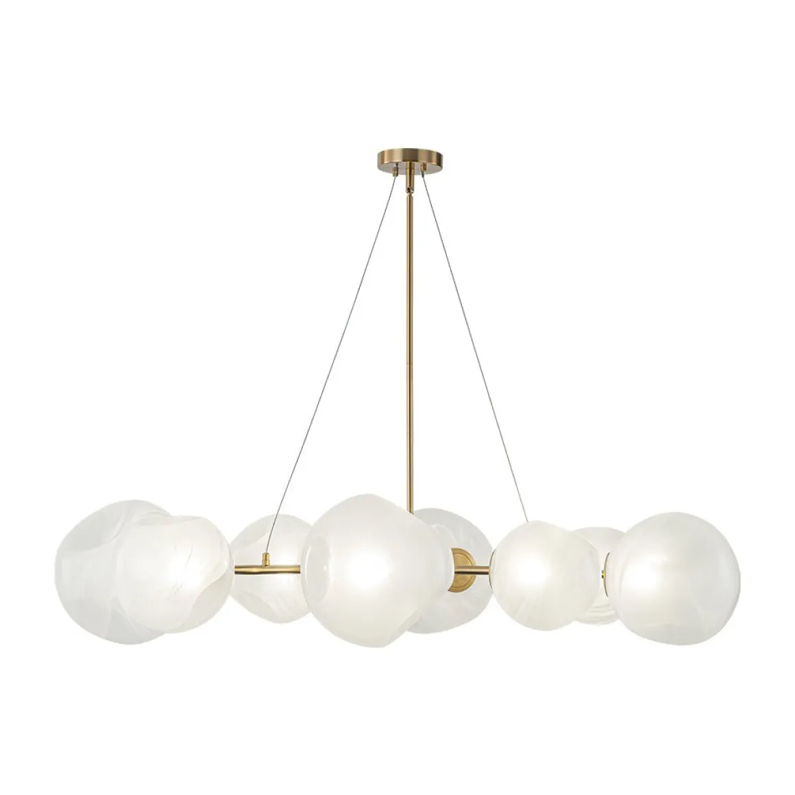 8-Light Opal Swirl Glass Globe Branch Island Chandelier
