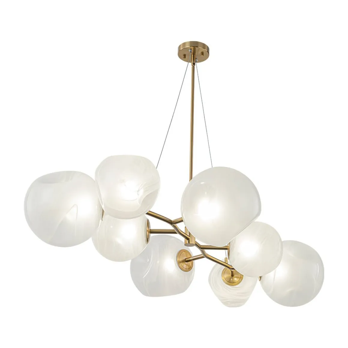 8-Light Opal Swirl Glass Globe Branch Island Chandelier