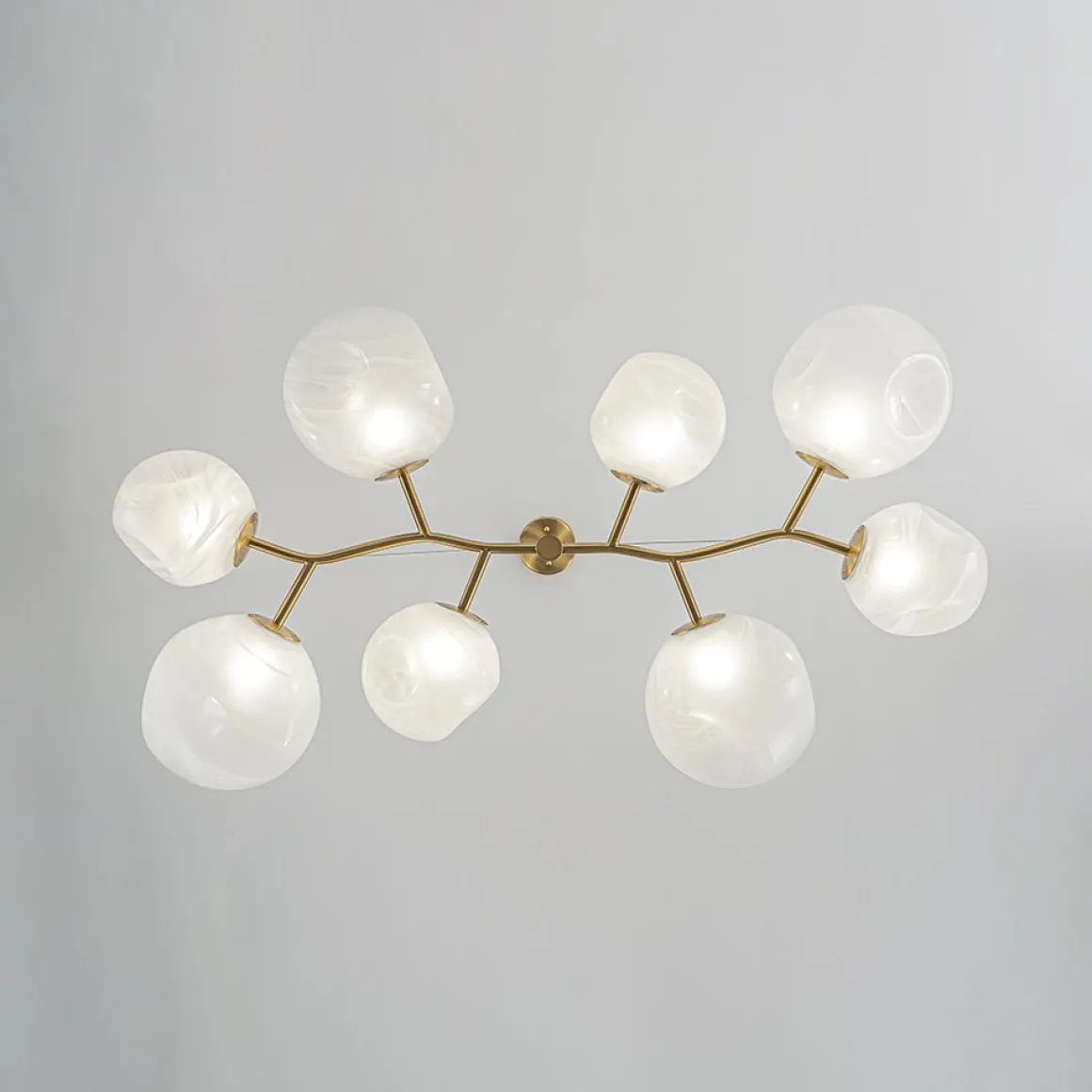 8-Light Opal Swirl Glass Globe Branch Island Chandelier