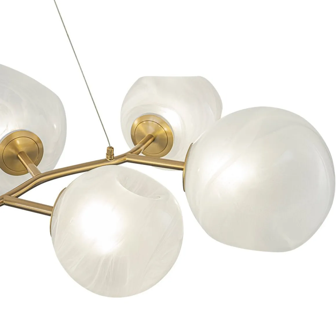 8-Light Opal Swirl Glass Globe Branch Island Chandelier