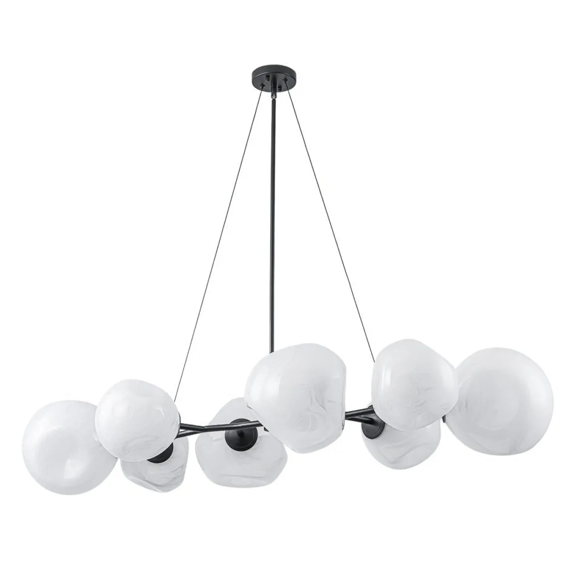 8-Light Opal Swirl Glass Globe Branch Island Chandelier