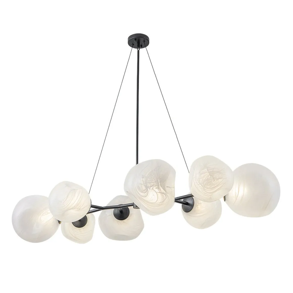 8-Light Opal Swirl Glass Globe Branch Island Chandelier