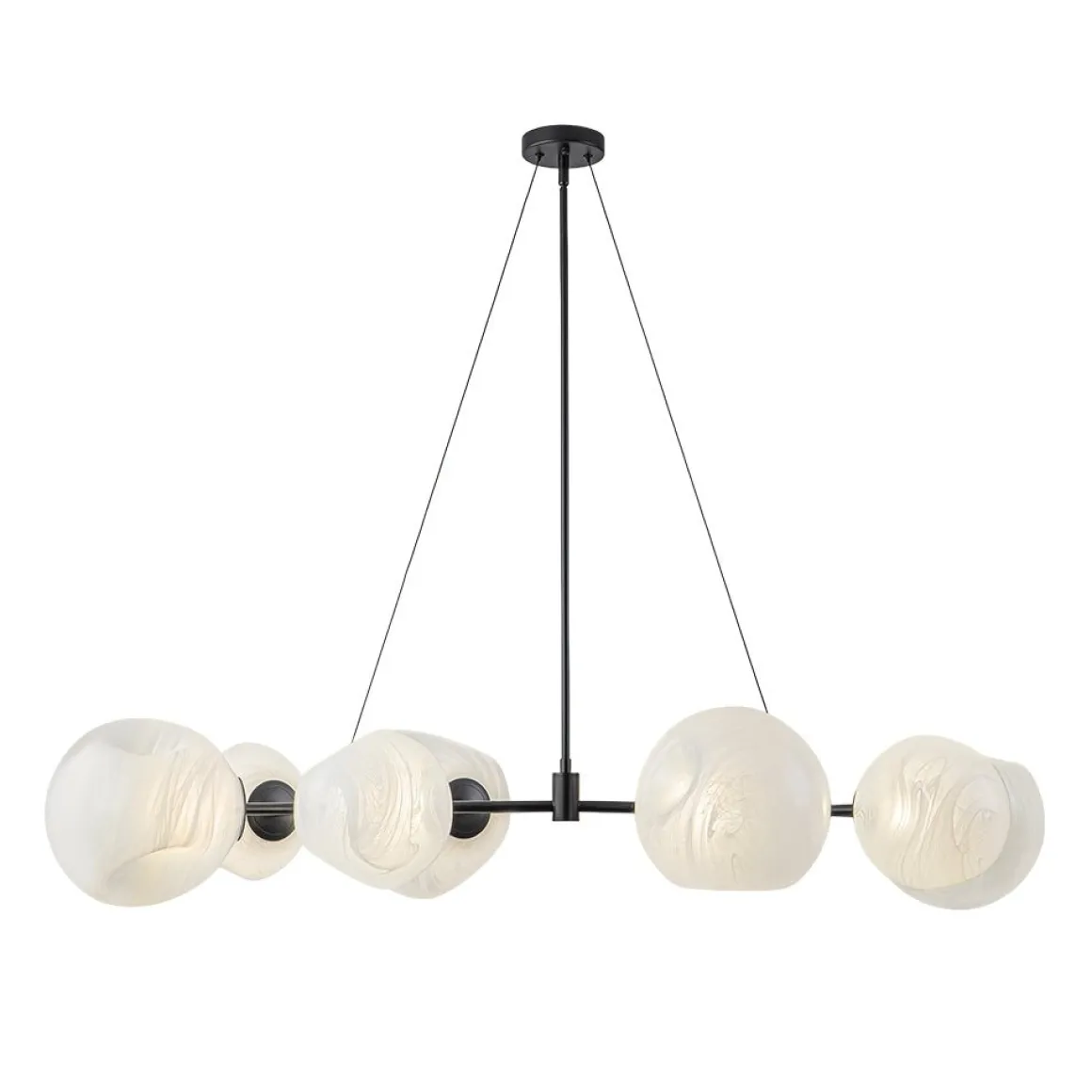 8-Light Opal Swirl Glass Globe Branch Island Chandelier