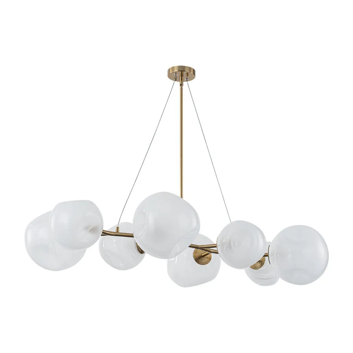 8-Light Opal Swirl Glass Globe Branch Island Chandelier