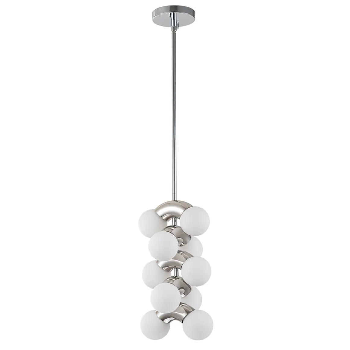 10-Light Pearl Tiered Milky Glass Globe Pendant Light