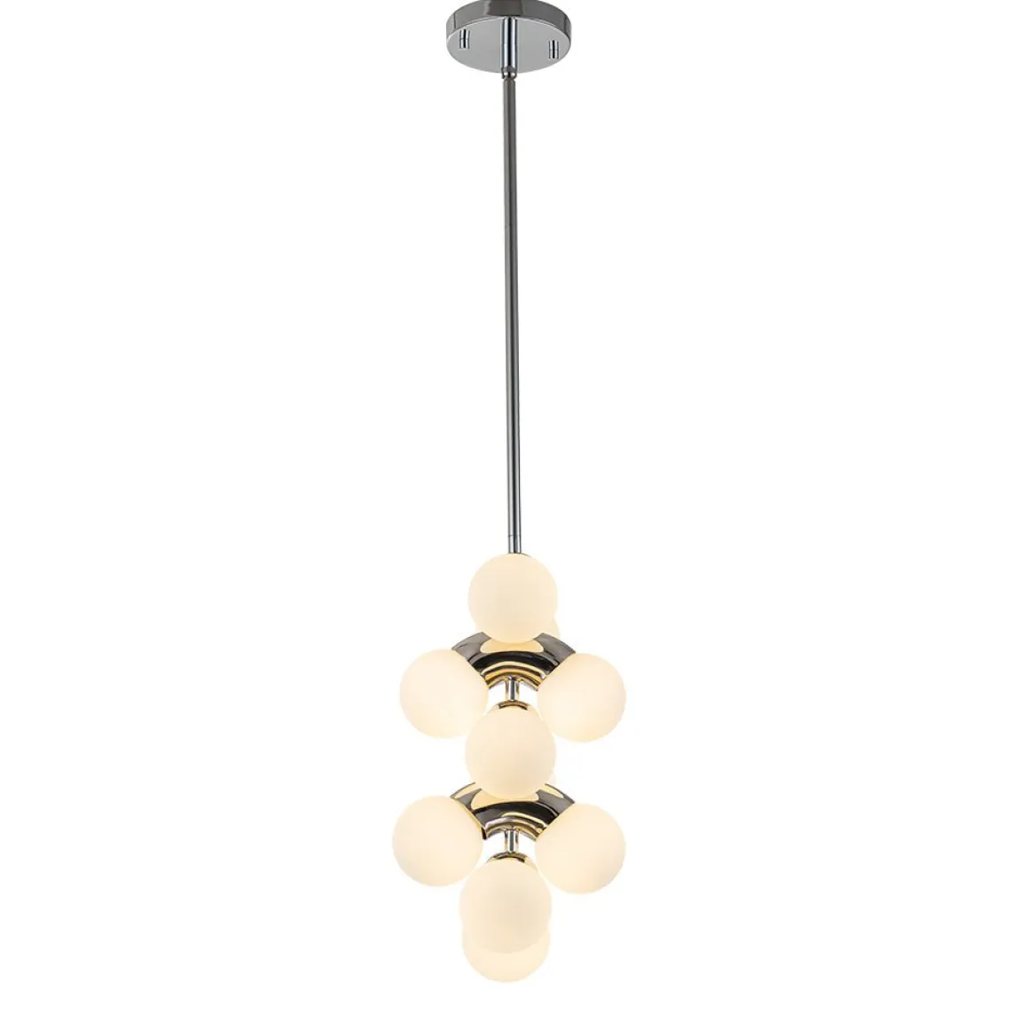 10-Light Pearl Tiered Milky Glass Globe Pendant Light