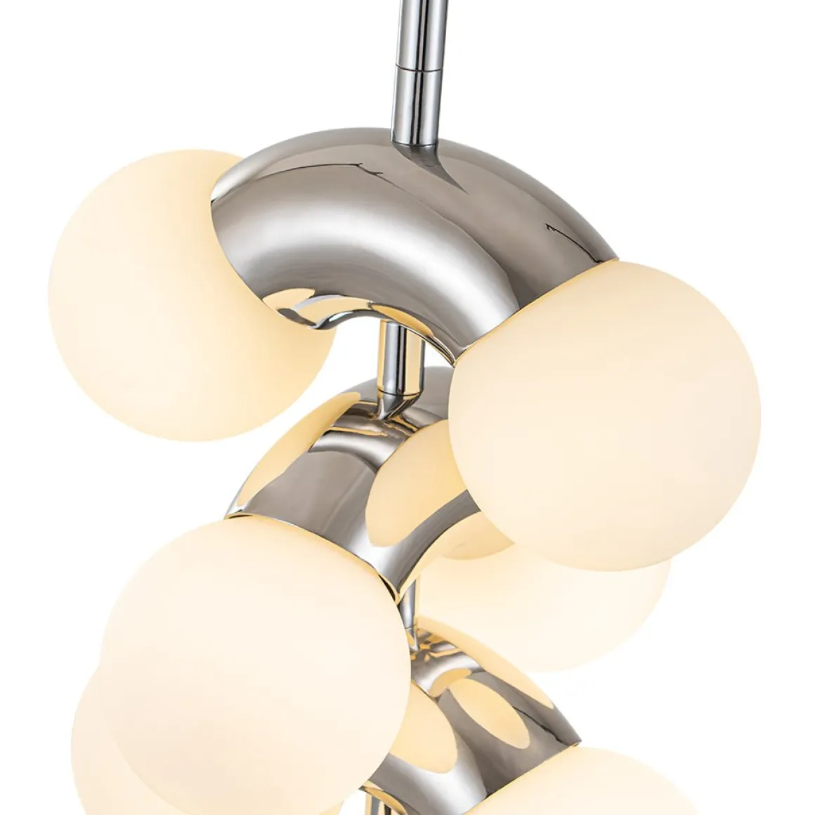 10-Light Pearl Tiered Milky Glass Globe Pendant Light