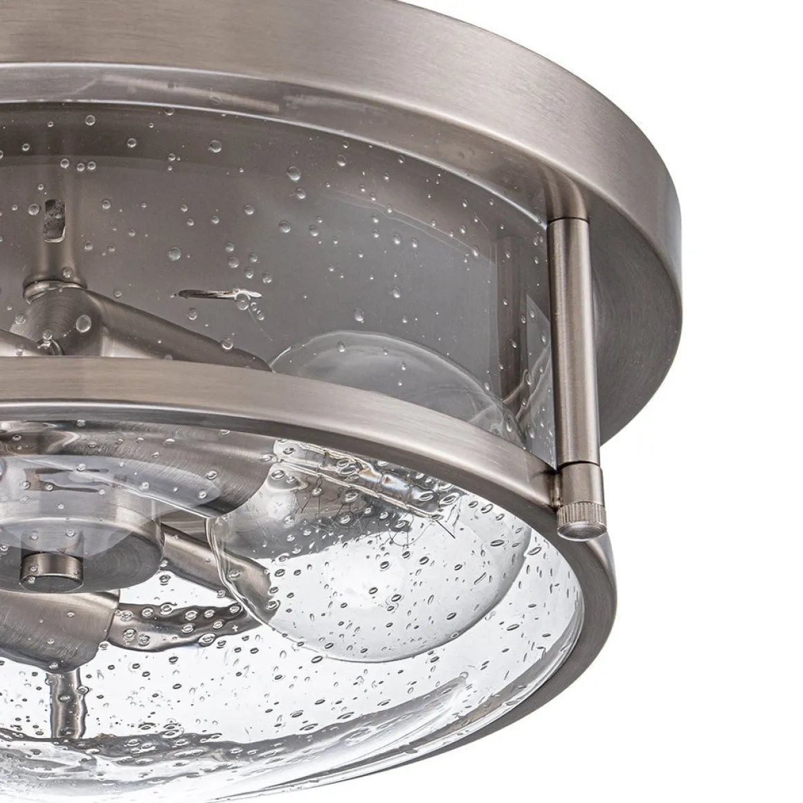 2-Light Seeded Glass Round Flush Mount Ceiling Light