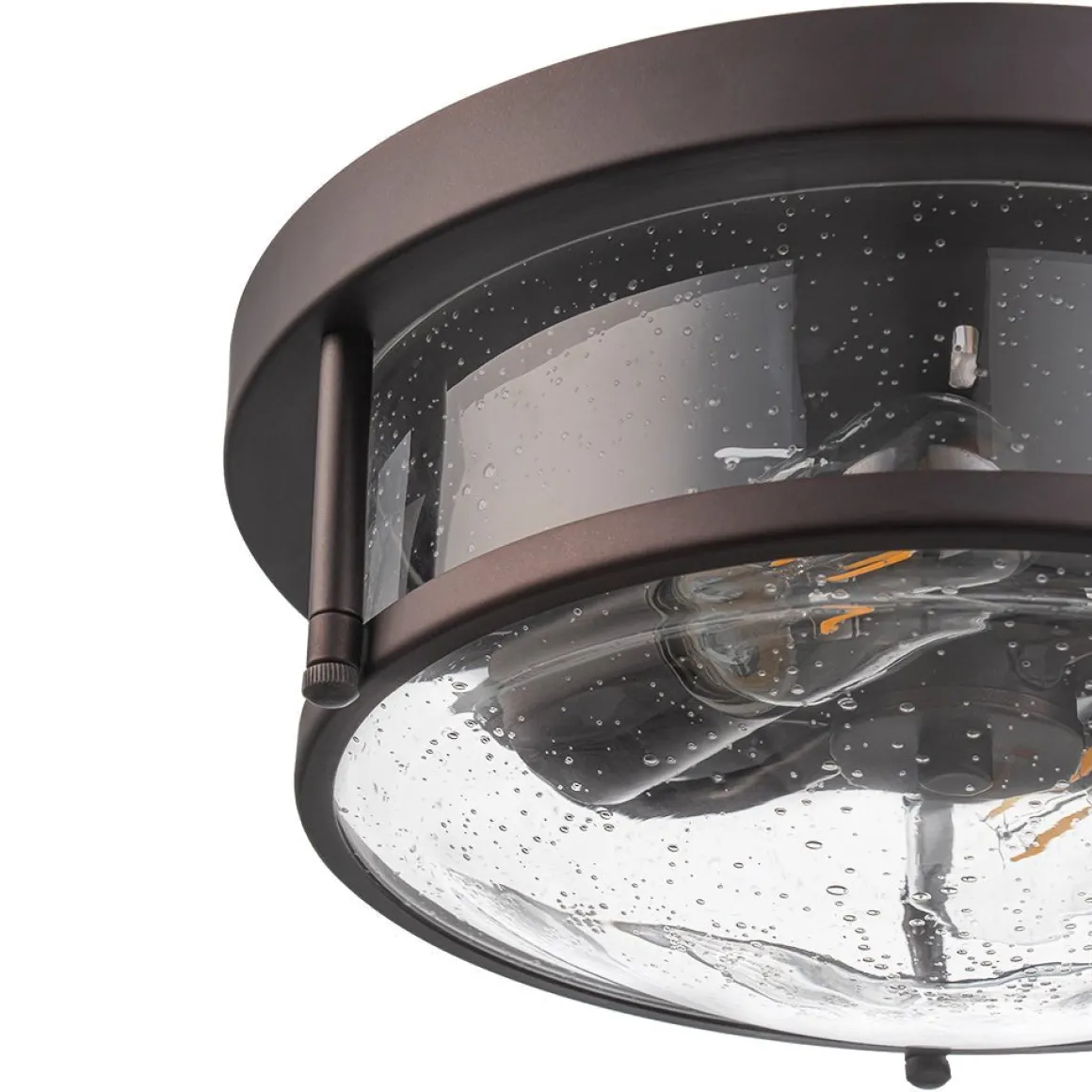 2-Light Seeded Glass Round Flush Mount Ceiling Light