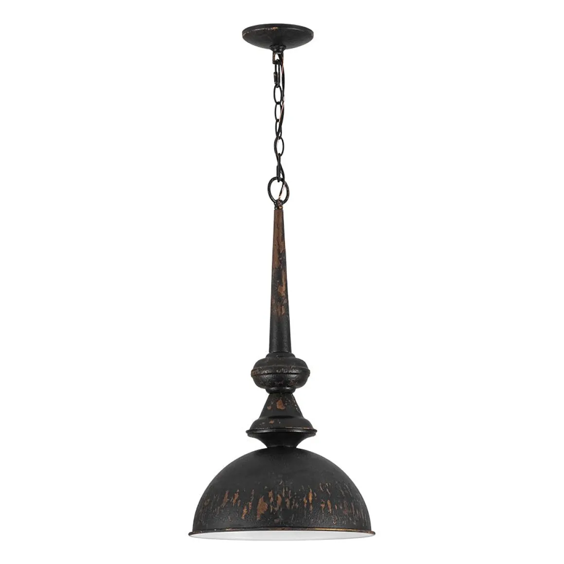 1-Light Shabby Chic Distressed Beige Metal Dome Pendant