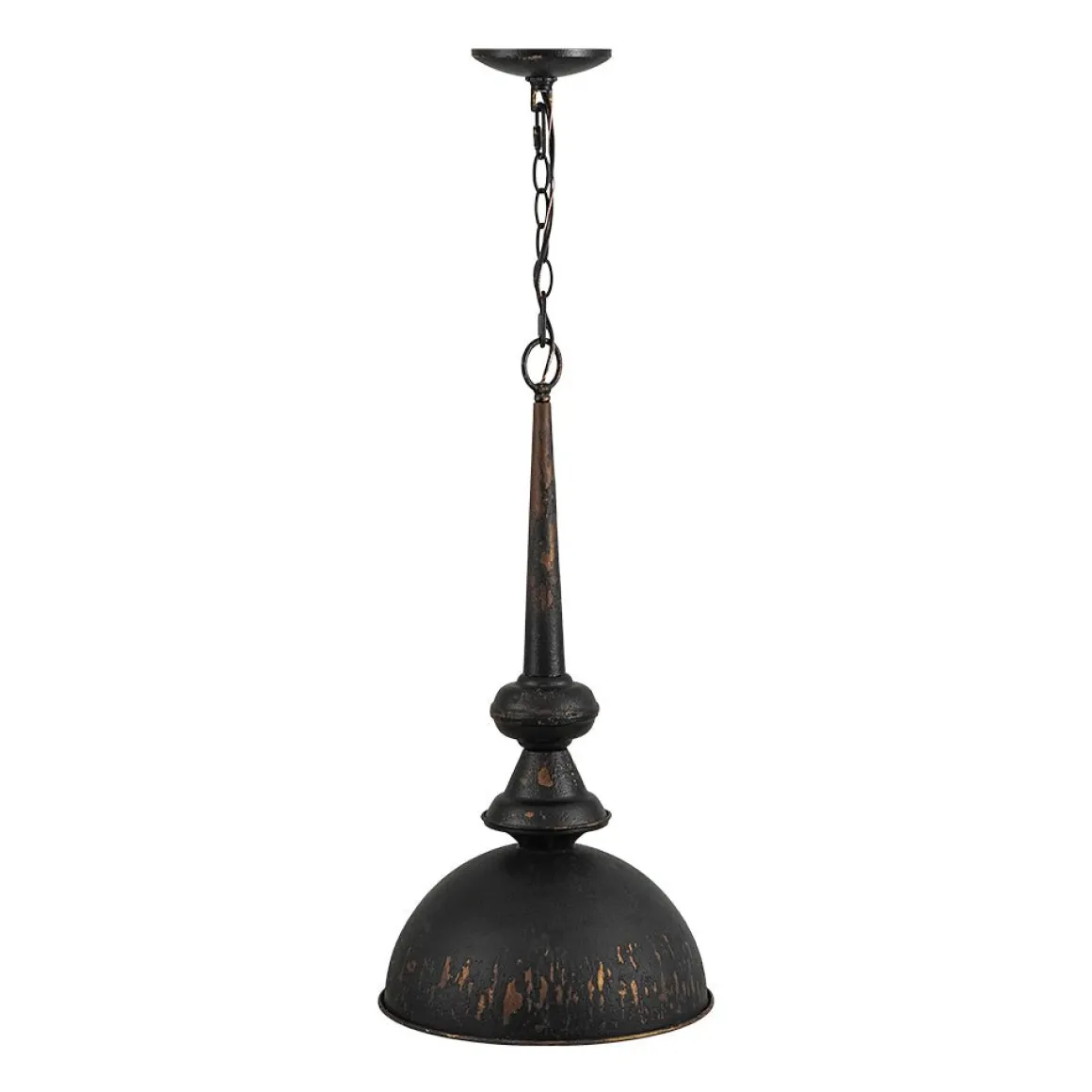 1-Light Shabby Chic Distressed Beige Metal Dome Pendant