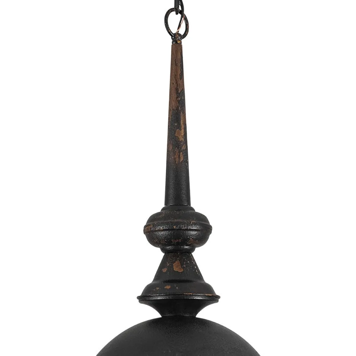 1-Light Shabby Chic Distressed Beige Metal Dome Pendant