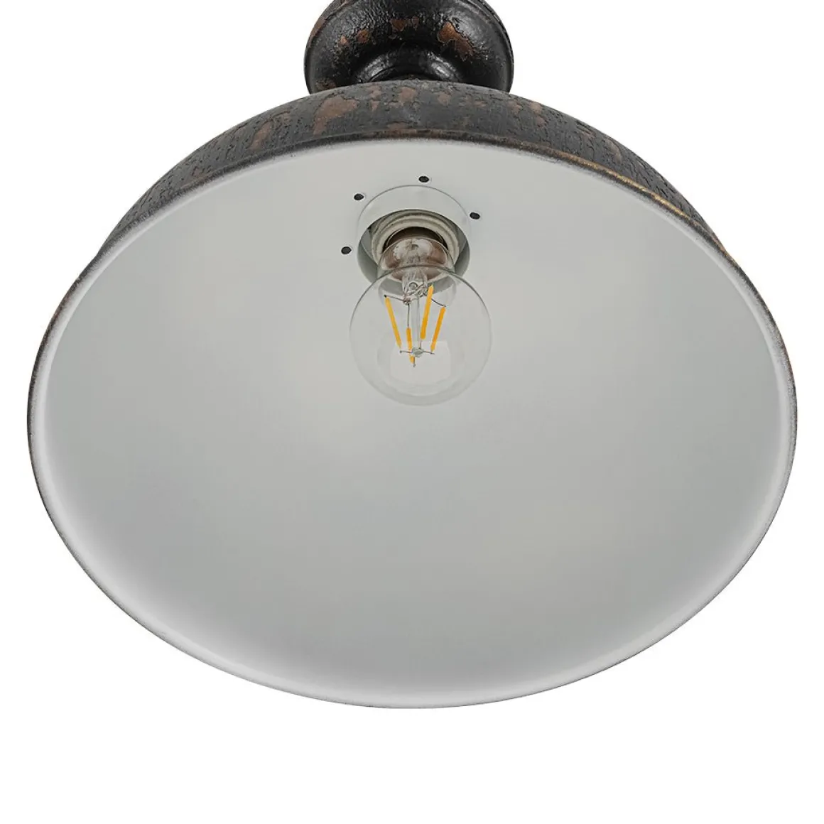 1-Light Shabby Chic Distressed Beige Metal Dome Pendant