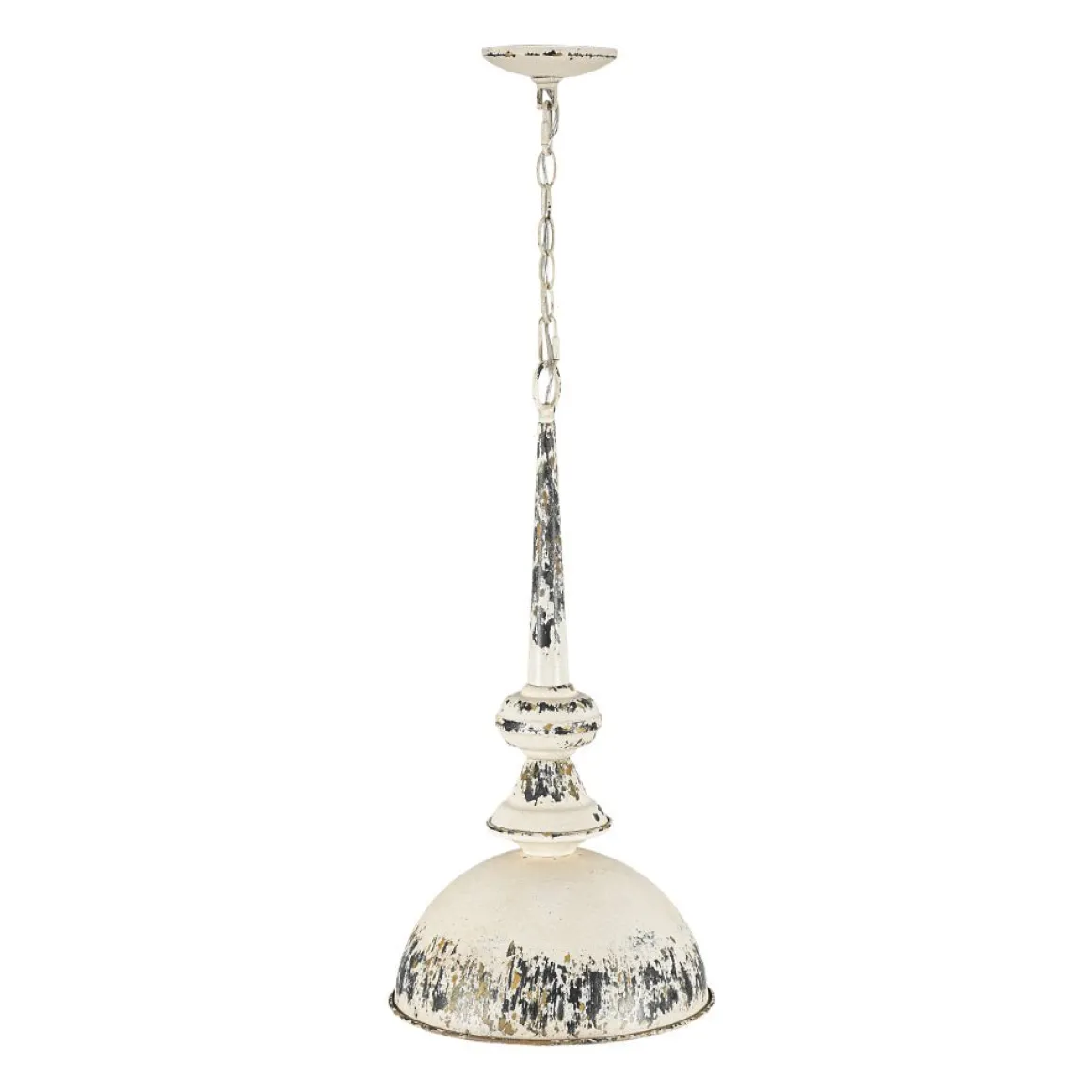 1-Light Shabby Chic Distressed Beige Metal Dome Pendant