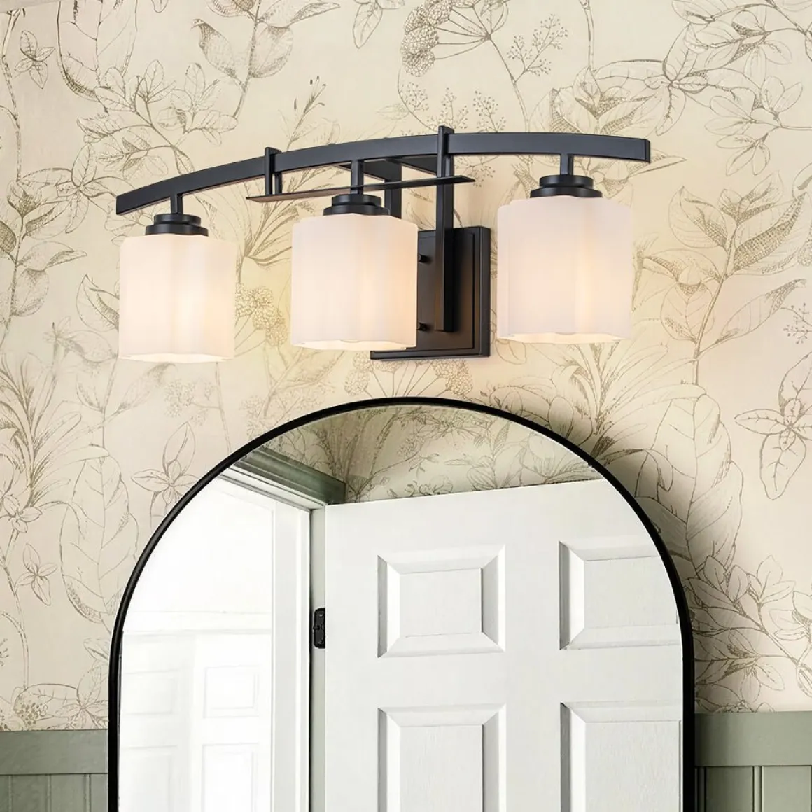 3-Light Shine Opal Glass Bathroom Vanity Wall Lamp