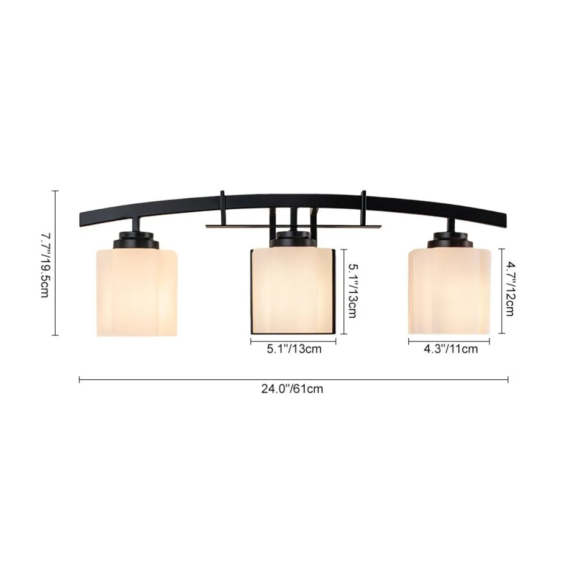 3-Light Shine Opal Glass Bathroom Vanity Wall Lamp