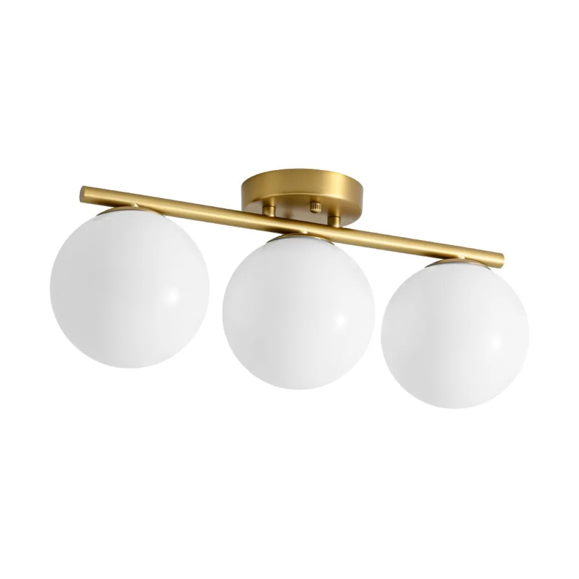 3-Light Shine Opal Glass Globe Linear Semi Flush Mount