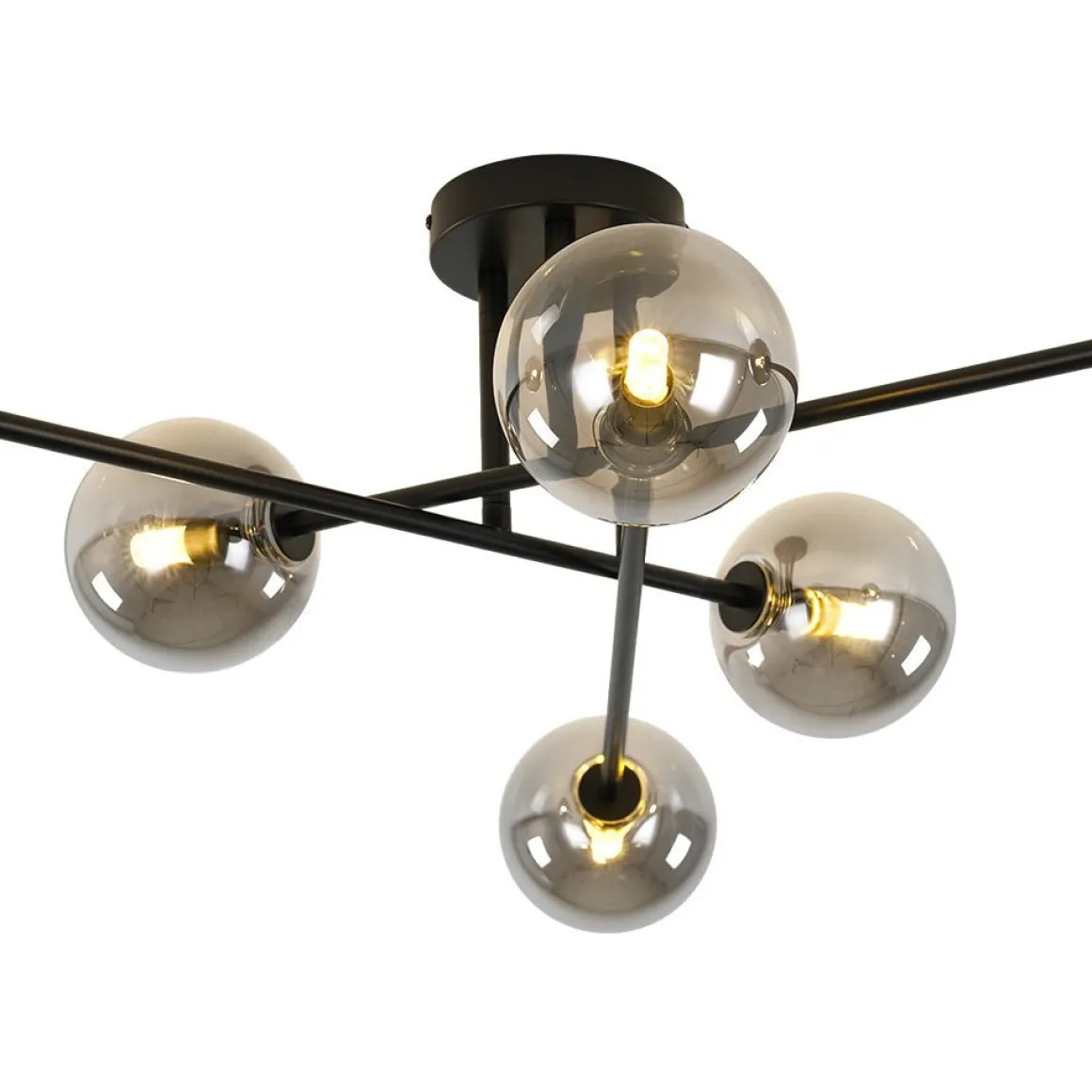 6-Light Smoked Glass Globe Linear Sputnik Semi Flush