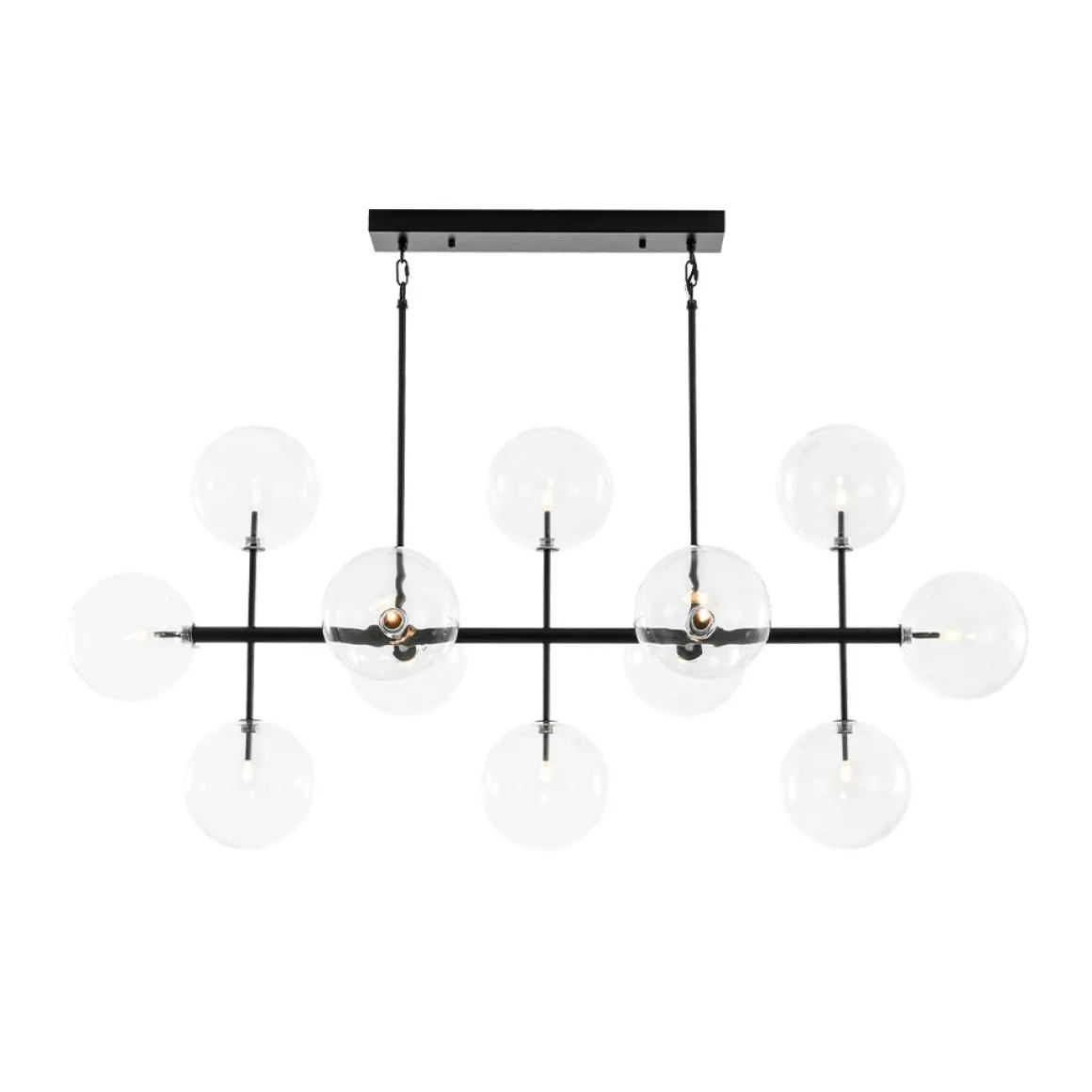 12-Light Sputnik Glass Globe Bubble Linear Island Chandelier