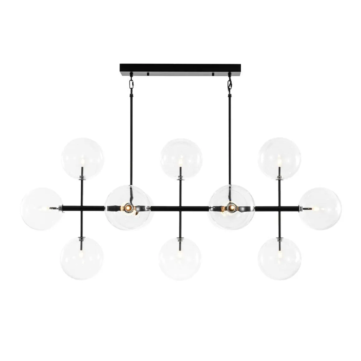12-Light Sputnik Glass Globe Bubble Linear Island Chandelier