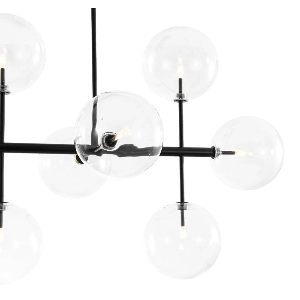12-Light Sputnik Glass Globe Bubble Linear Island Chandelier