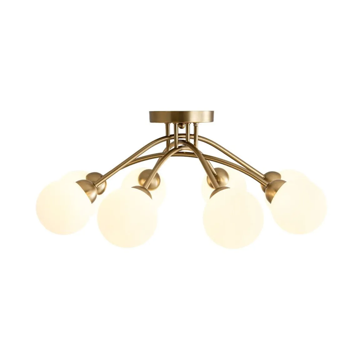 8-Light Sputnik Milky Glass Bubble Semi Flush Mount