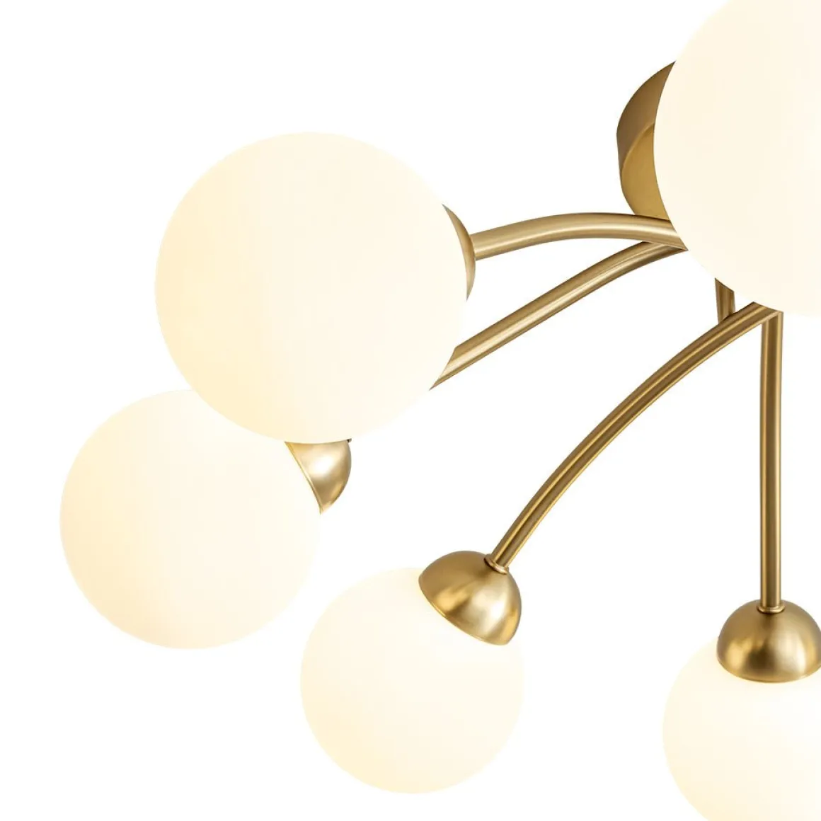 8-Light Sputnik Milky Glass Bubble Semi Flush Mount