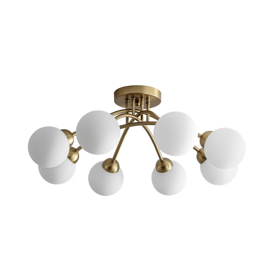 8-Light Sputnik Milky Glass Bubble Semi Flush Mount