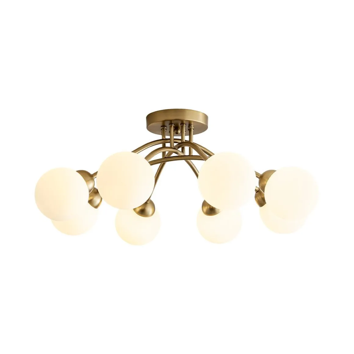 8-Light Sputnik Milky Glass Bubble Semi Flush Mount