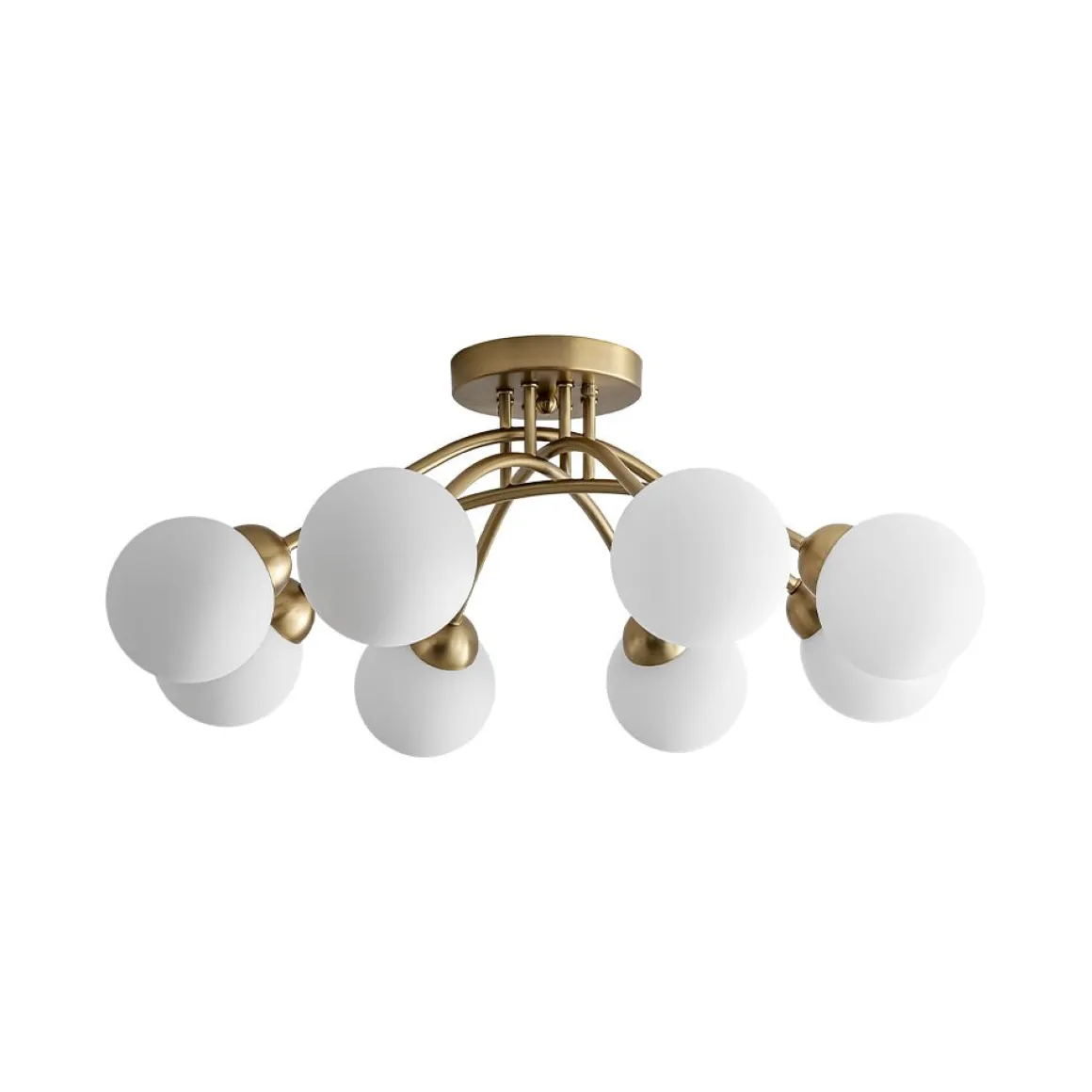 8-Light Sputnik Milky Glass Bubble Semi Flush Mount