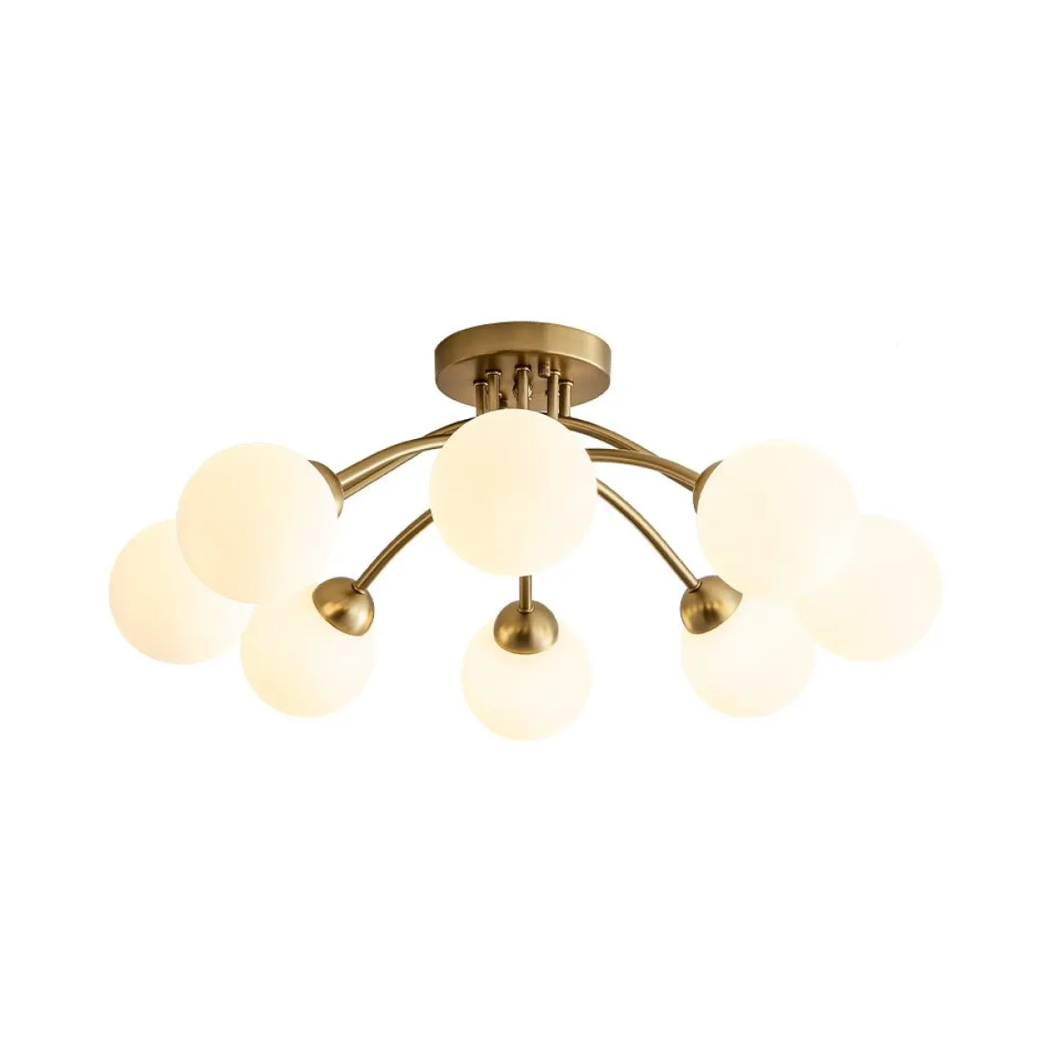 8-Light Sputnik Milky Glass Bubble Semi Flush Mount