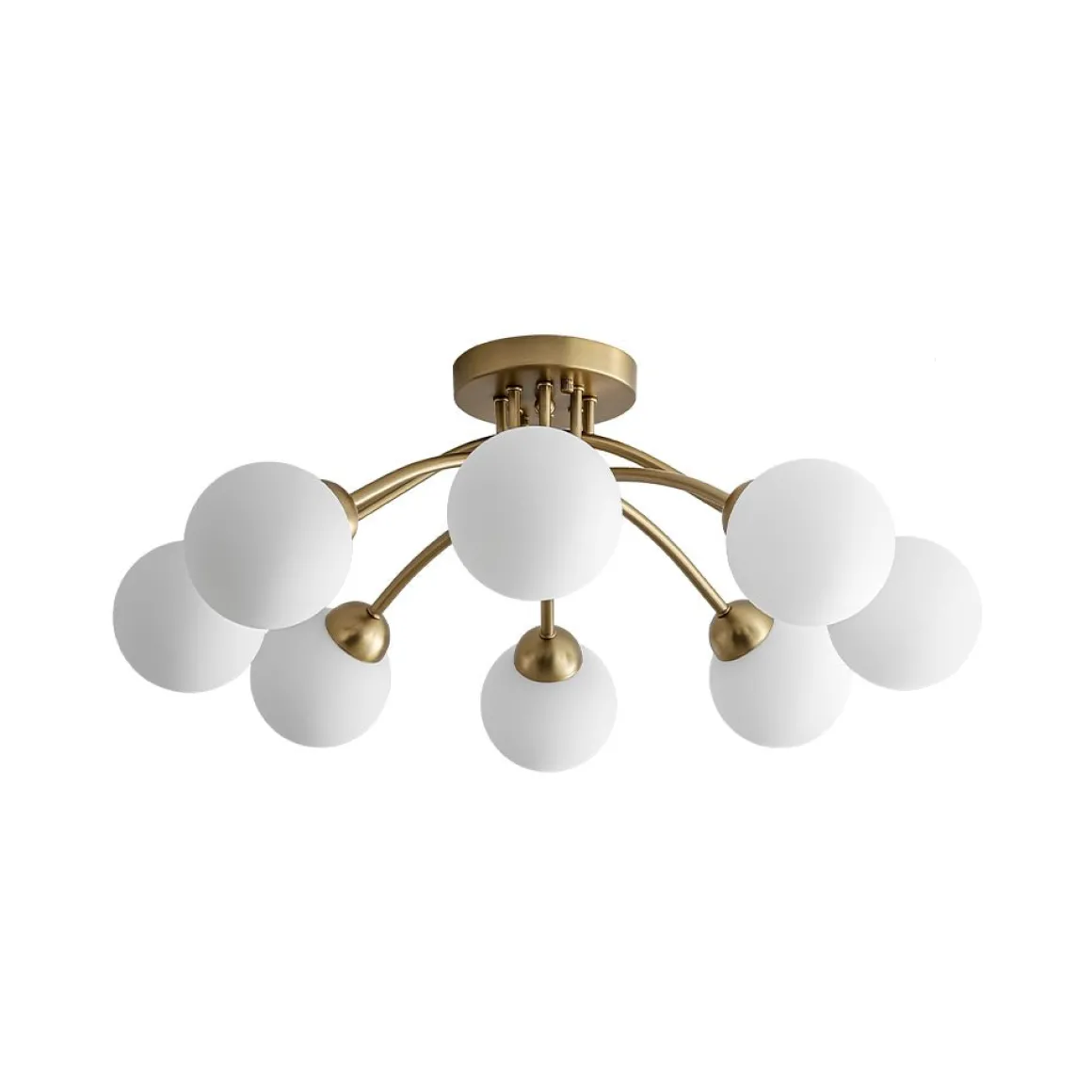 8-Light Sputnik Milky Glass Bubble Semi Flush Mount